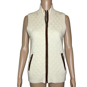 Women's Small Brooks Brothers Merino Wool Blend Diamond Knit Zip Vest